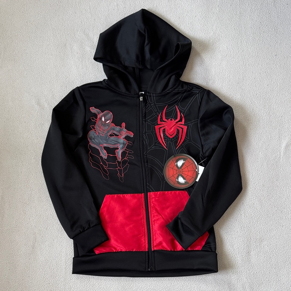 Spider-Man Boys Active Zip Up Jacket Hoodie, Size 8